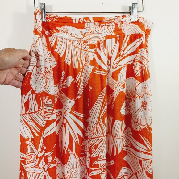 C & C California, Palazzo Pants Size Small Orange & White Floral Tropical Print - Picture 7 of 16